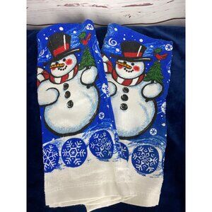 DG Set of 2 Snowman Blue White‎ Kitchen Dish Towels